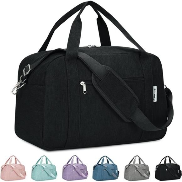 Small Duffel Bag for Traveling, Black - Picture 1 of 6